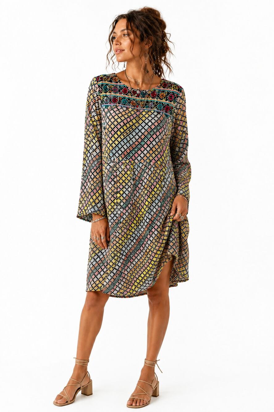 Y2K Label Ritukumar Embroidered Long Tunic Dress 2 Boho Indian Ethnic Resortwear